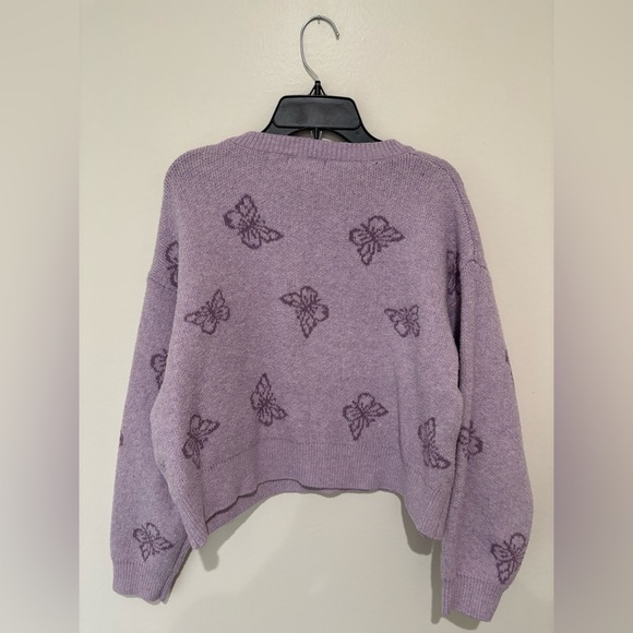 Hooked Up Purple Butterfly Sweater size medium - Picture 4 of 5